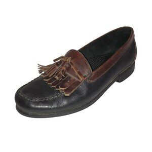Duck Head Mens Size 9.5 M Black Brown All Leather Tassel Kiltie Loafers Shoes